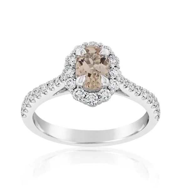 women's engagement rings cushion cut -Morganite & Diamond Ring