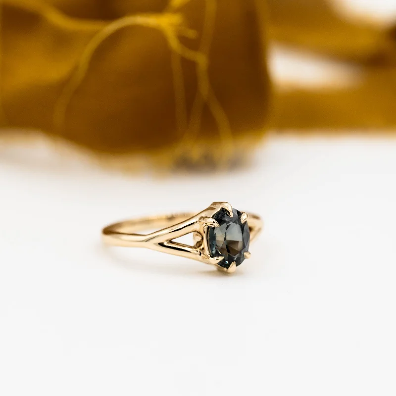 women's engagement rings split shank -Juniper Engagement Ring | 1.53ct Oval Sapphire | 14k Yellow Gold