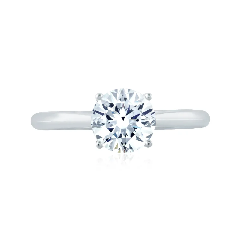 women's engagement rings big statement piece -Solitaire Engagement Ring with Peek-a-Boo Diamonds