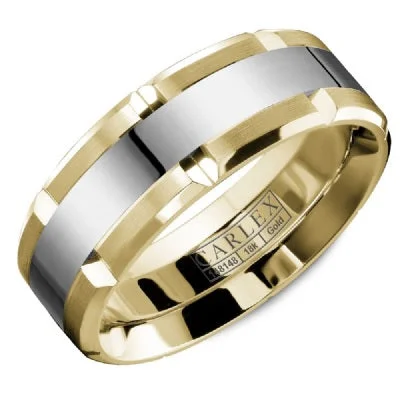 women's engagement rings bold statement -Men's 14K White and Yellow Gold Wedding Band