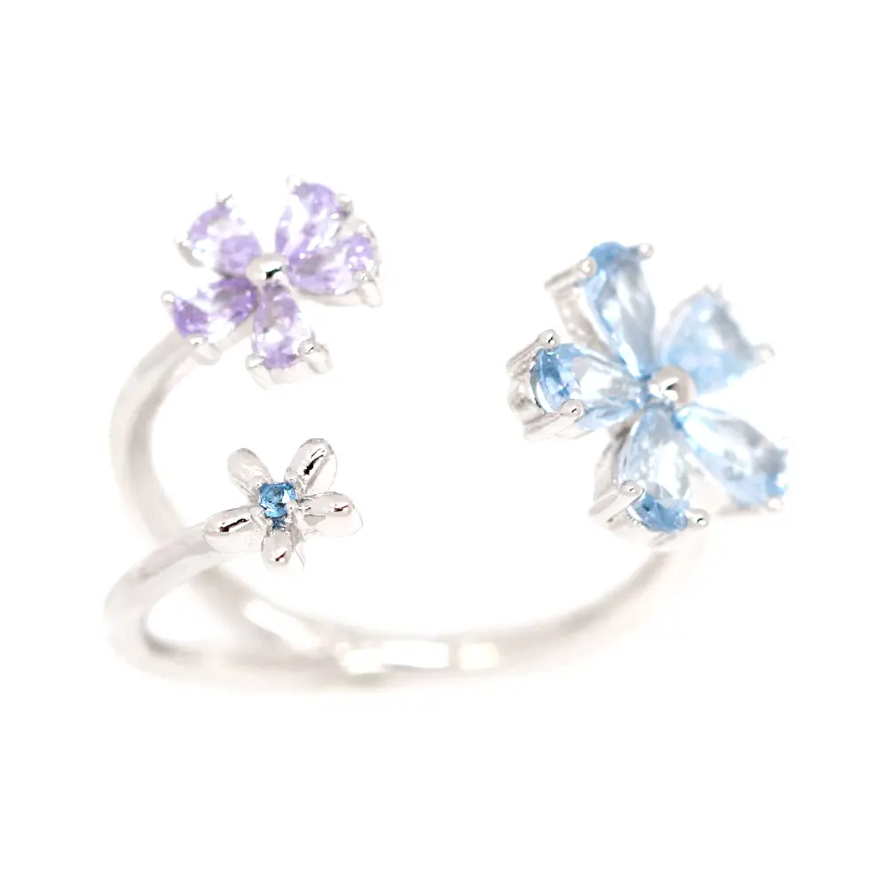 women's rings with diamond accents -Blossom Blue Ring