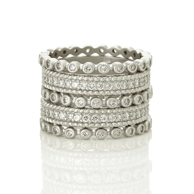 women's rings eco-friendly -Freida Rothman Signature Pavé 5 Stack Ring