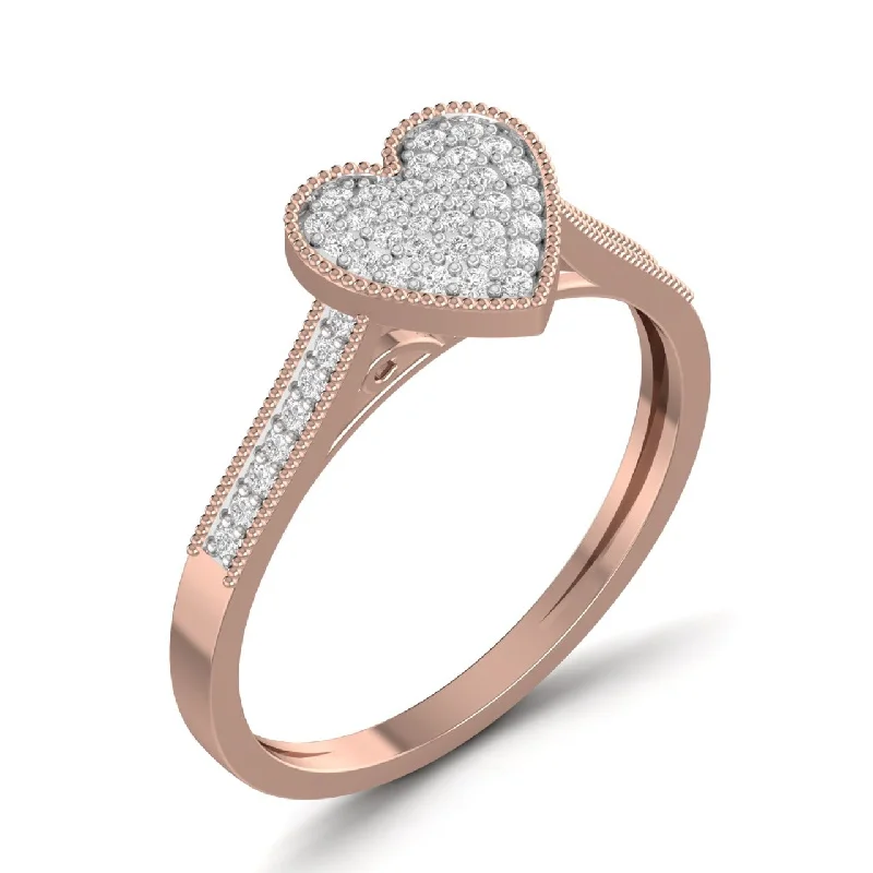 women's engagement rings romantic heart cut -Pearl Heart Cut Diamond Engagement Ring in 10K Gold