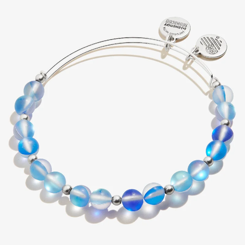 women's bracelets trendy look -Seaglass Beaded Bangle, Nautical Blue