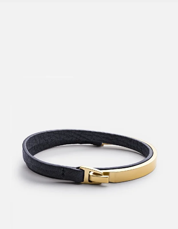 women's bracelets platinum -Moore Half Cuff Leather, Matte Gold