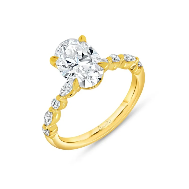 women's engagement rings trillion cut -18K Yellow Gold 0.38ct Diamond Engagement Ring