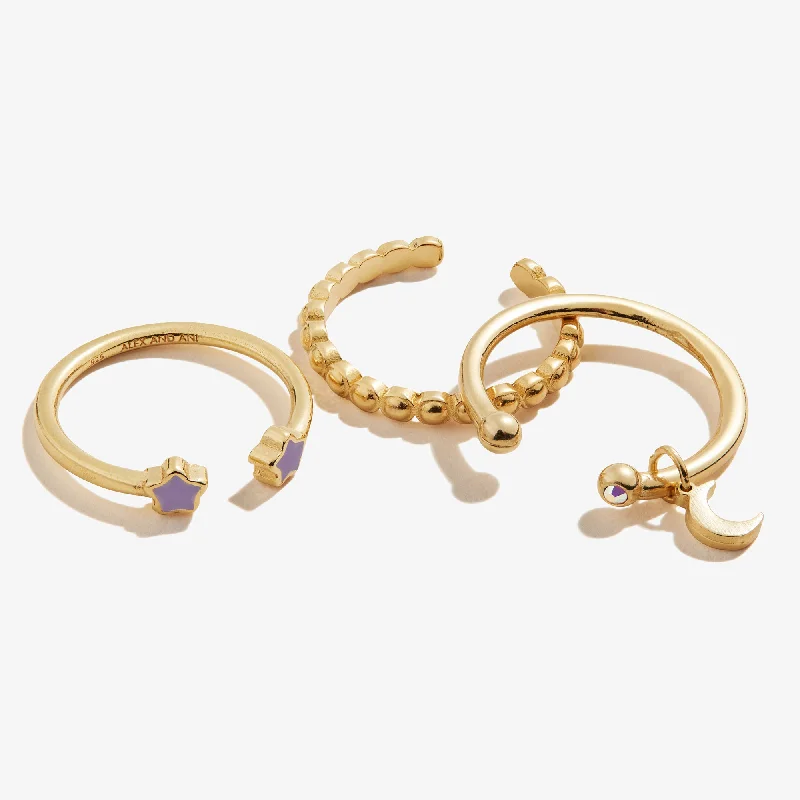 women's rings baroque style -Wish Upon a Star Rings, Gold, Set of 3