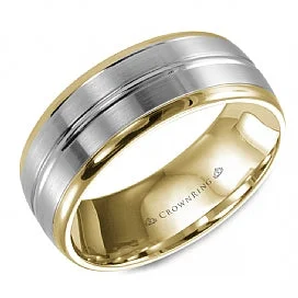 women's engagement rings diamond -Traditional White and Yellow Gold Men's Wedding Band