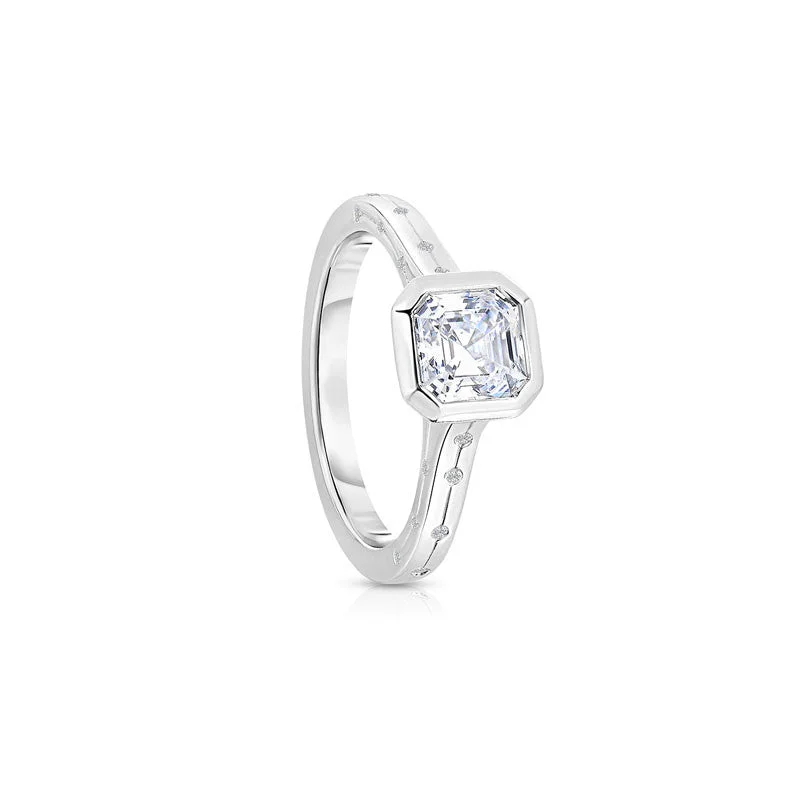 women's engagement rings halo setting -Kinross Square Cut Diamond Engagement Ring