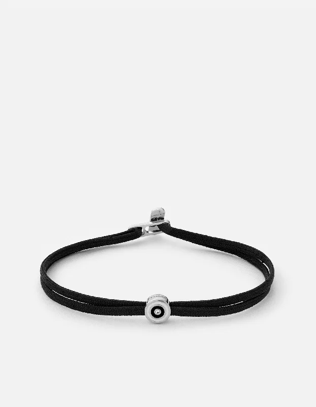 women's bracelets stackable set -Opus Sapphire Metric 2.5mm Rope Bracelet, Sterling Silver/Black