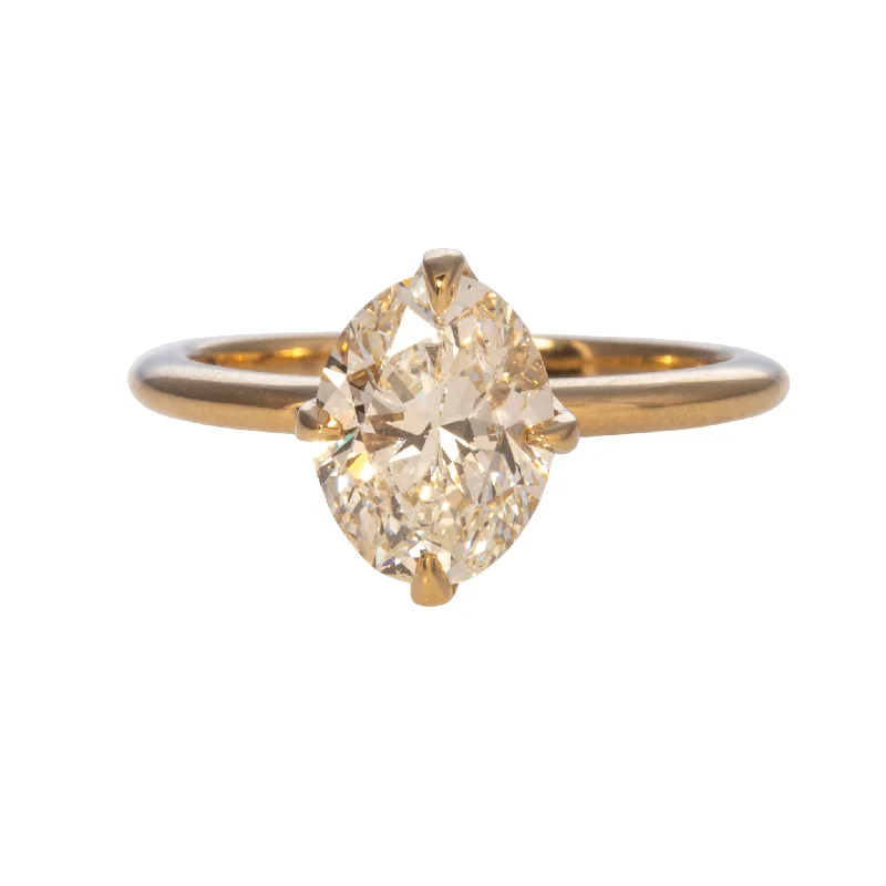 women's engagement rings boho style -2ct I SI1 Oval Diamond Solitaire 18K Yellow Gold Engagement Ring