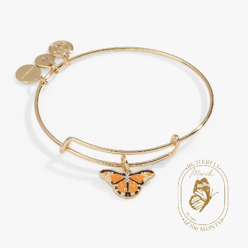 women's bracelets vintage style -Monarch Butterfly + Crystal Accent Charm Bangle