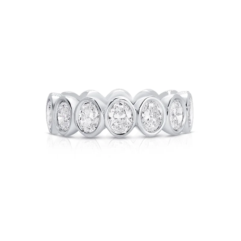 women's rings radiant cut -NS Bezel Oval Eternity Band