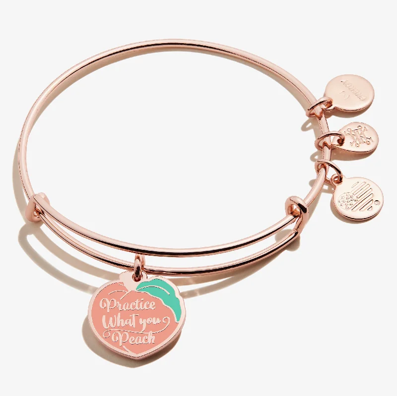 women's bracelets boho style -Practice What You Peach' Charm Bangle