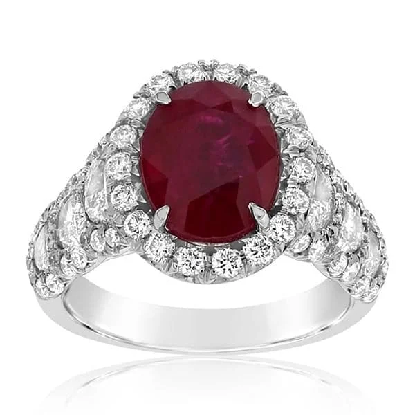 women's engagement rings for small fingers -JB STAR Ruby & Diamond Ring