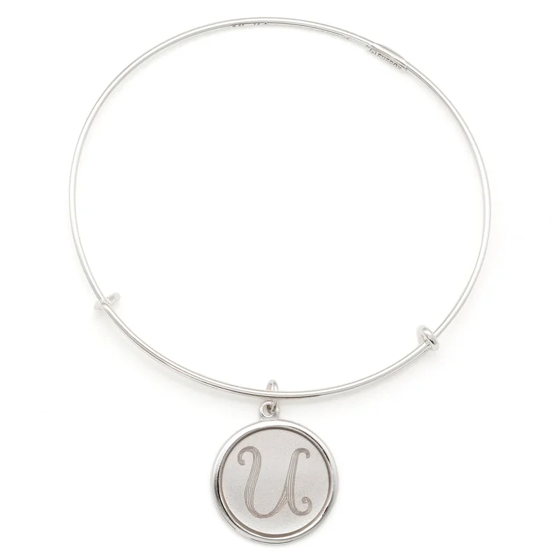 women's bracelets pearl strand -Precious Initial U Charm Bangle