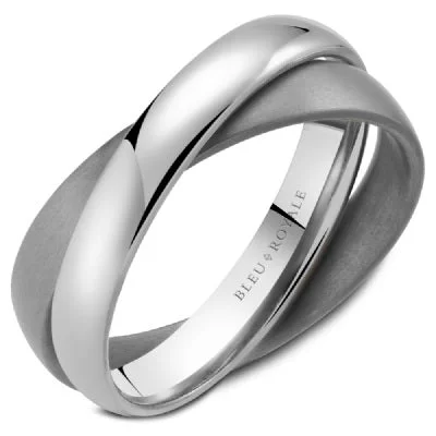 women's engagement rings unique design -Men's 14K White Gold & Grey Tantalum Wedding Band