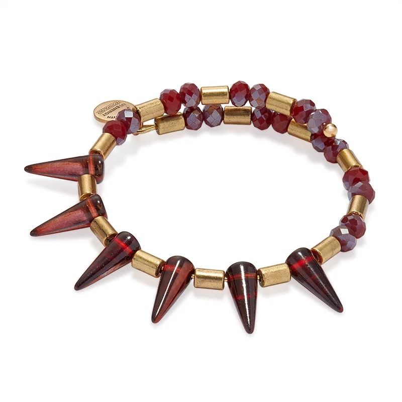 women's bracelets diamond -Red Spiked Wrap