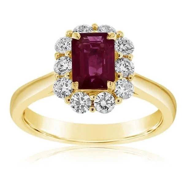 women's engagement rings rose cut diamond -Ruby & Diamond Ring