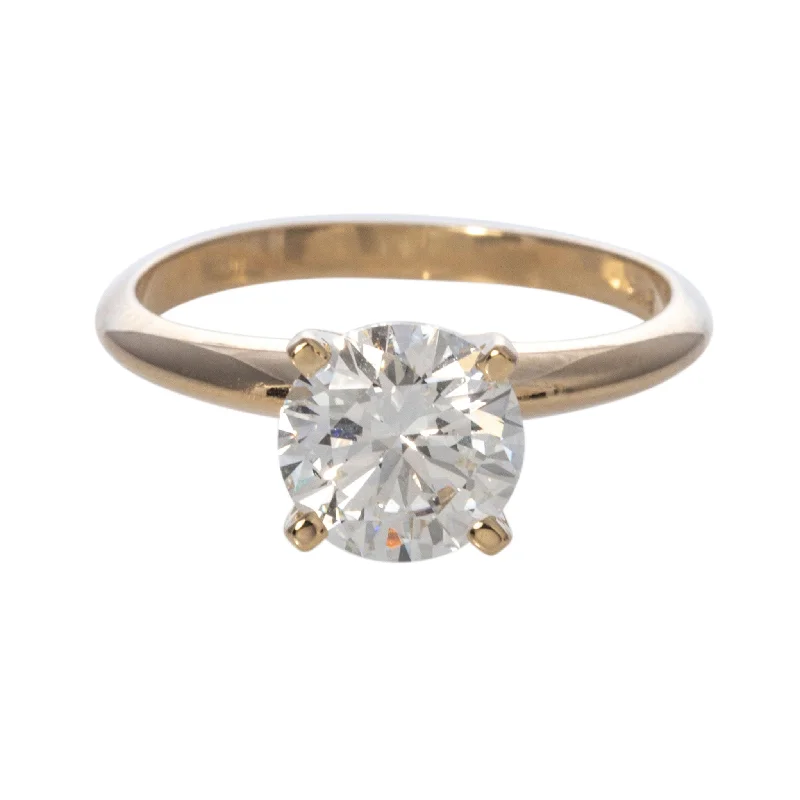 women's engagement rings yellow diamond -1.5ct I SI1 Round Diamond Solitaire 14K Yellow Gold Engagement Ring