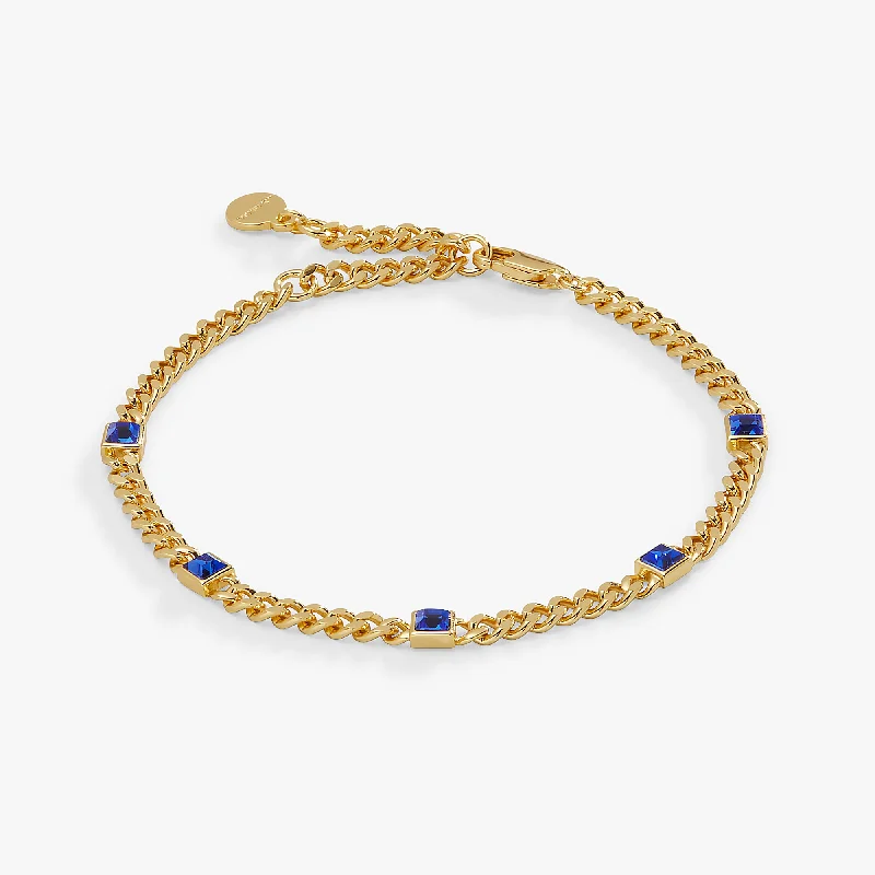 women's bracelets with mixed metals -September Birthstone Sapphire Curb Chain Bracelet