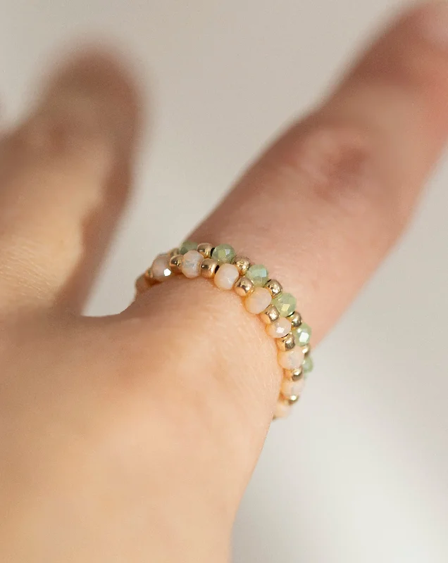 women's rings fine jewelry -Bohemian Bead Stretch Ring / Cute Elastic Ring