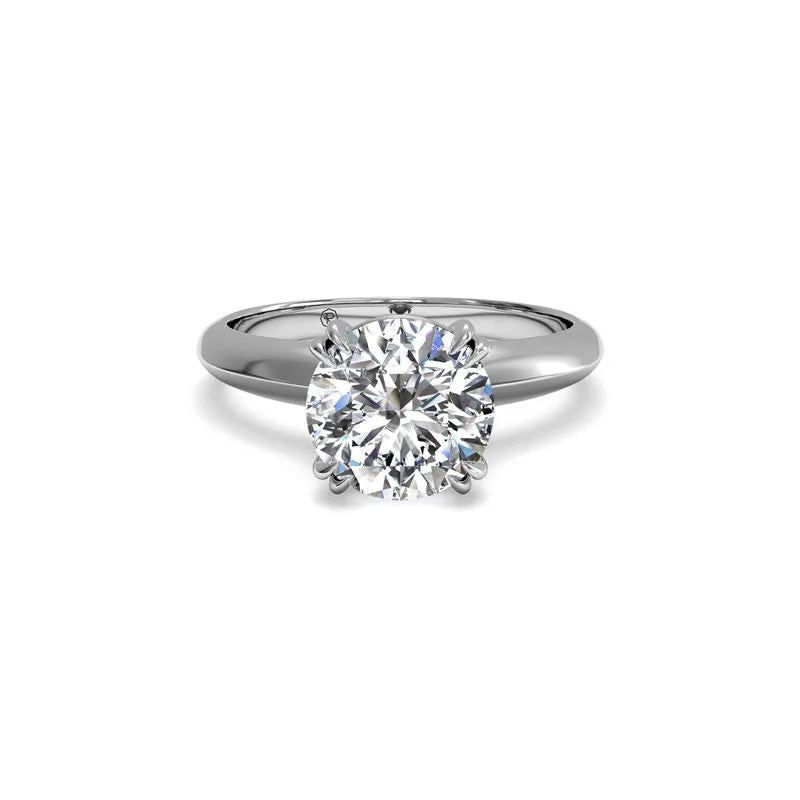 women's engagement rings high-end design -Knife-Edge Tulip Solitaire Round Diamond Engagement Ring