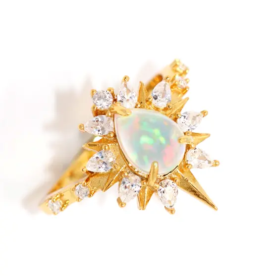 women's rings dainty look -Josephine Opal Ring