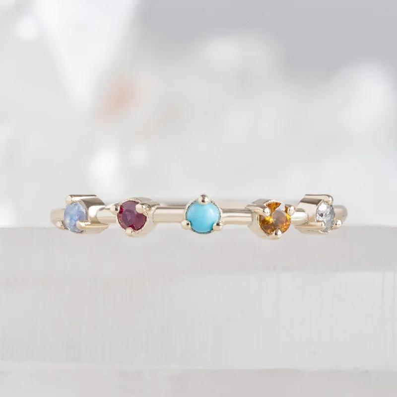 women's rings white gold -The Custom Multi-Birthstone Ring | 5 Stones