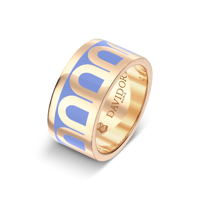 women's rings handcrafted -Sur-Mesure L'Arc de DAVIDOR Ring GM, 18k Rose Gold with Hortensia Lacquered Ceramic