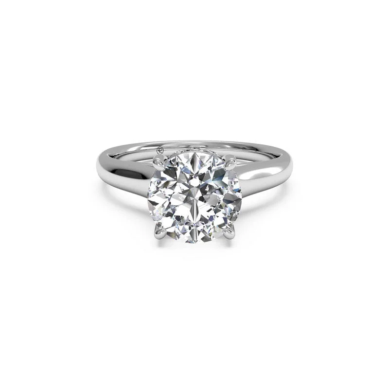 women's engagement rings handcrafted -Solitaire Surprise Diamond Round Diamond Engagement Ring