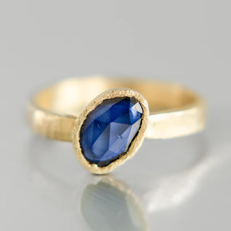 women's rings petite design -Aurora Ring | Blue Sapphire | 14k Yellow Gold