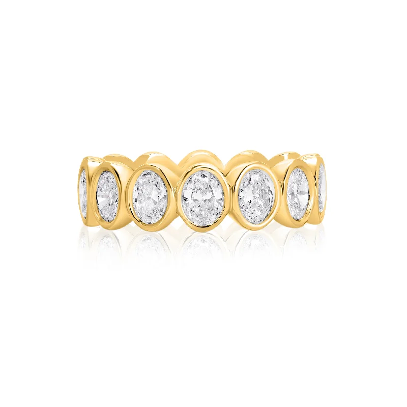 women's rings timeless beauty -NS Bezel Oval Eternity Band