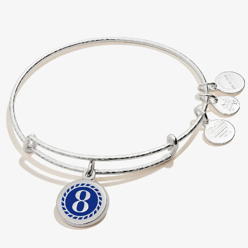 women's bracelets heart charm -Number 8 Charm Bangle