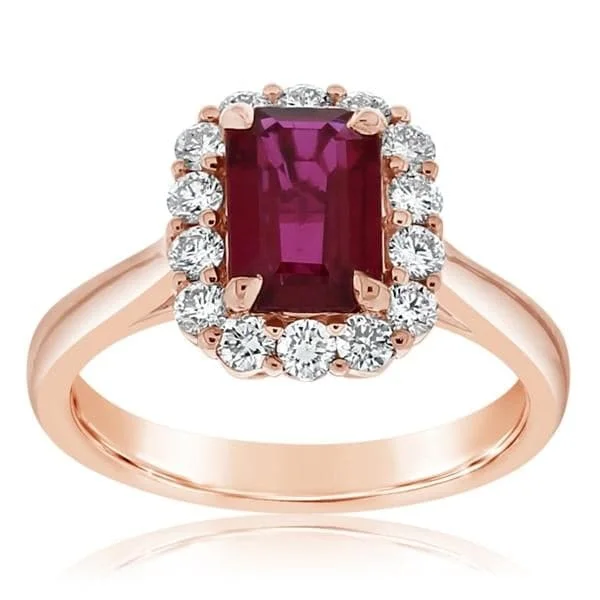 women's engagement rings personalized engraving -Ruby & Diamond Ring