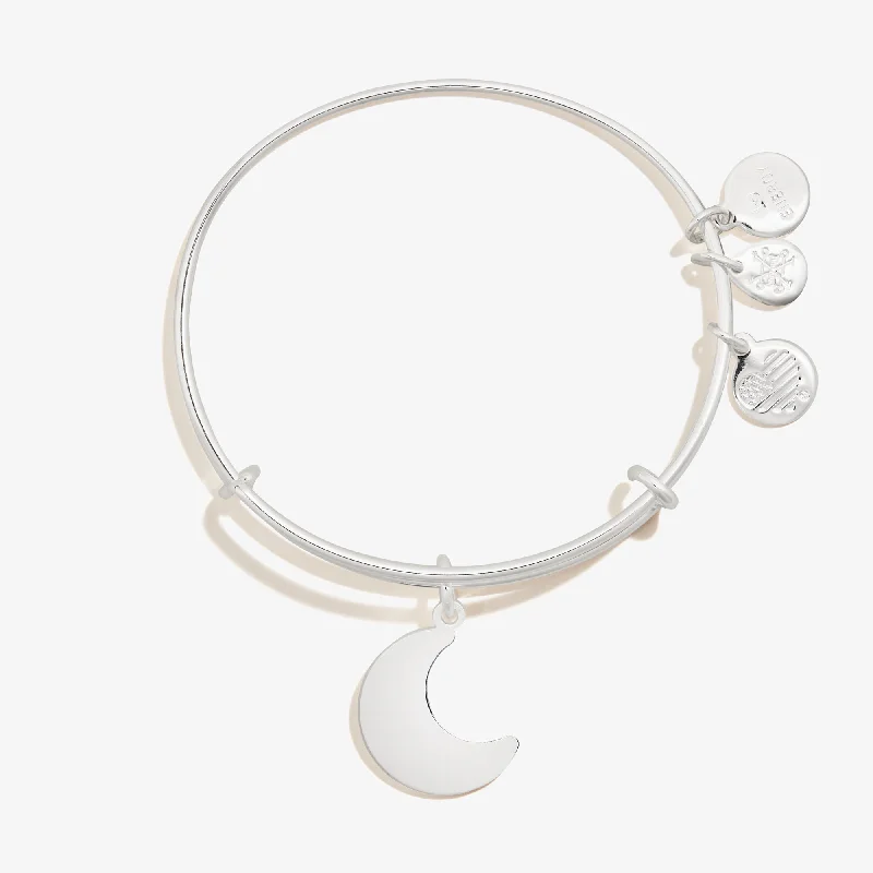 women's bracelets heart charm -Moon Charm Bangle