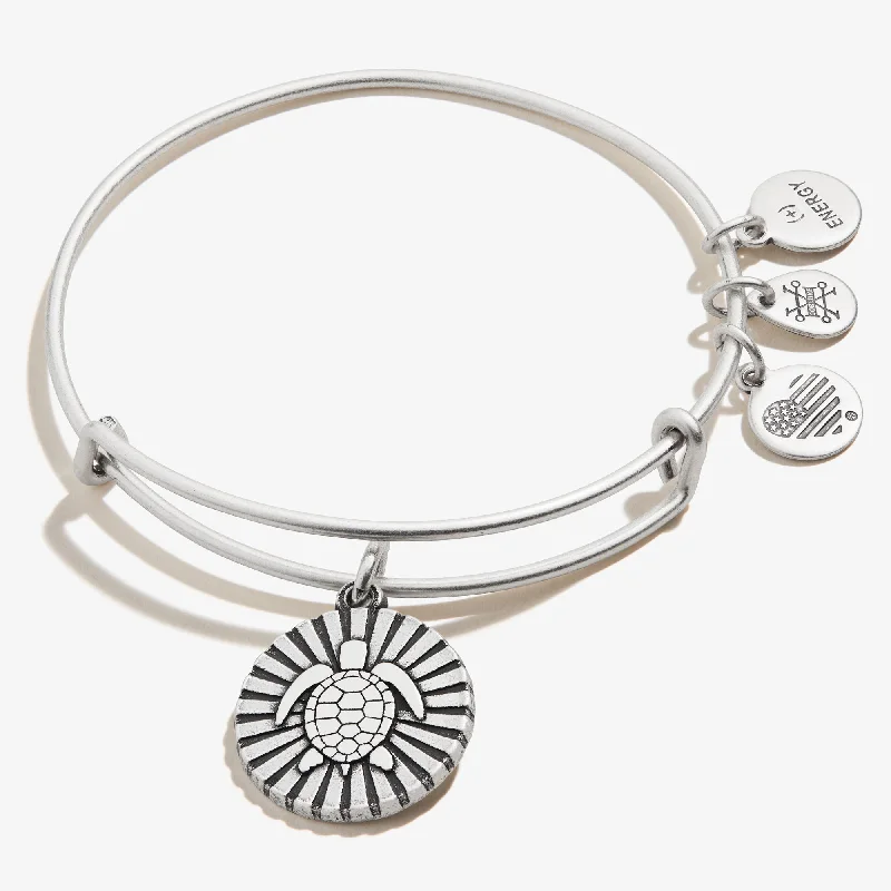 women's bracelets with diamond cluster -Sea Turtle Charm Bangle