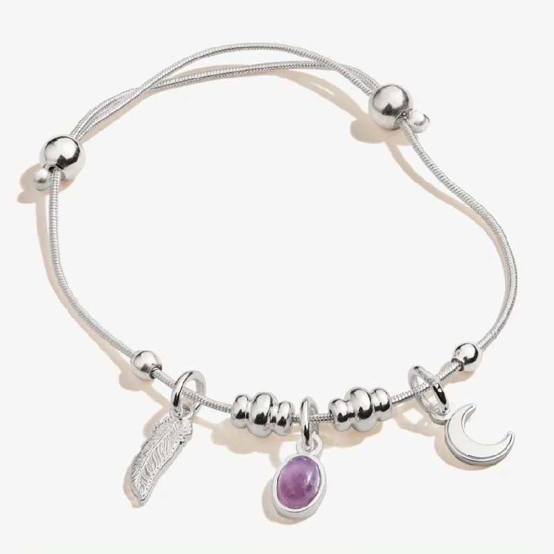 women's bracelets minimalist style -Moon + Amethyst Multi-Charm Bracelet