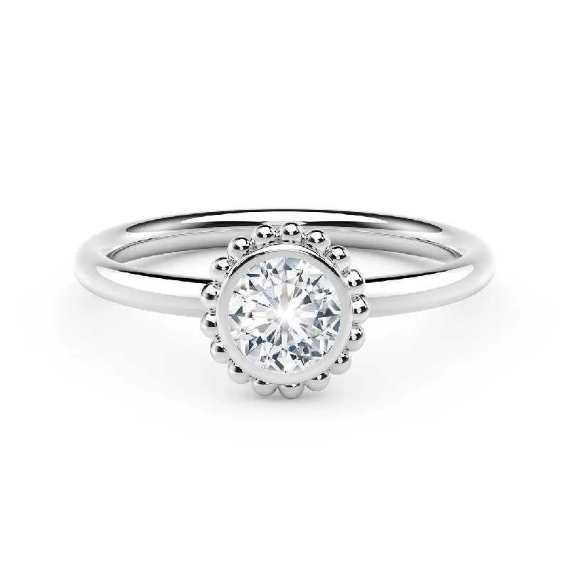 women's engagement rings bold statement -Beaded Diamond Ring, White Gold