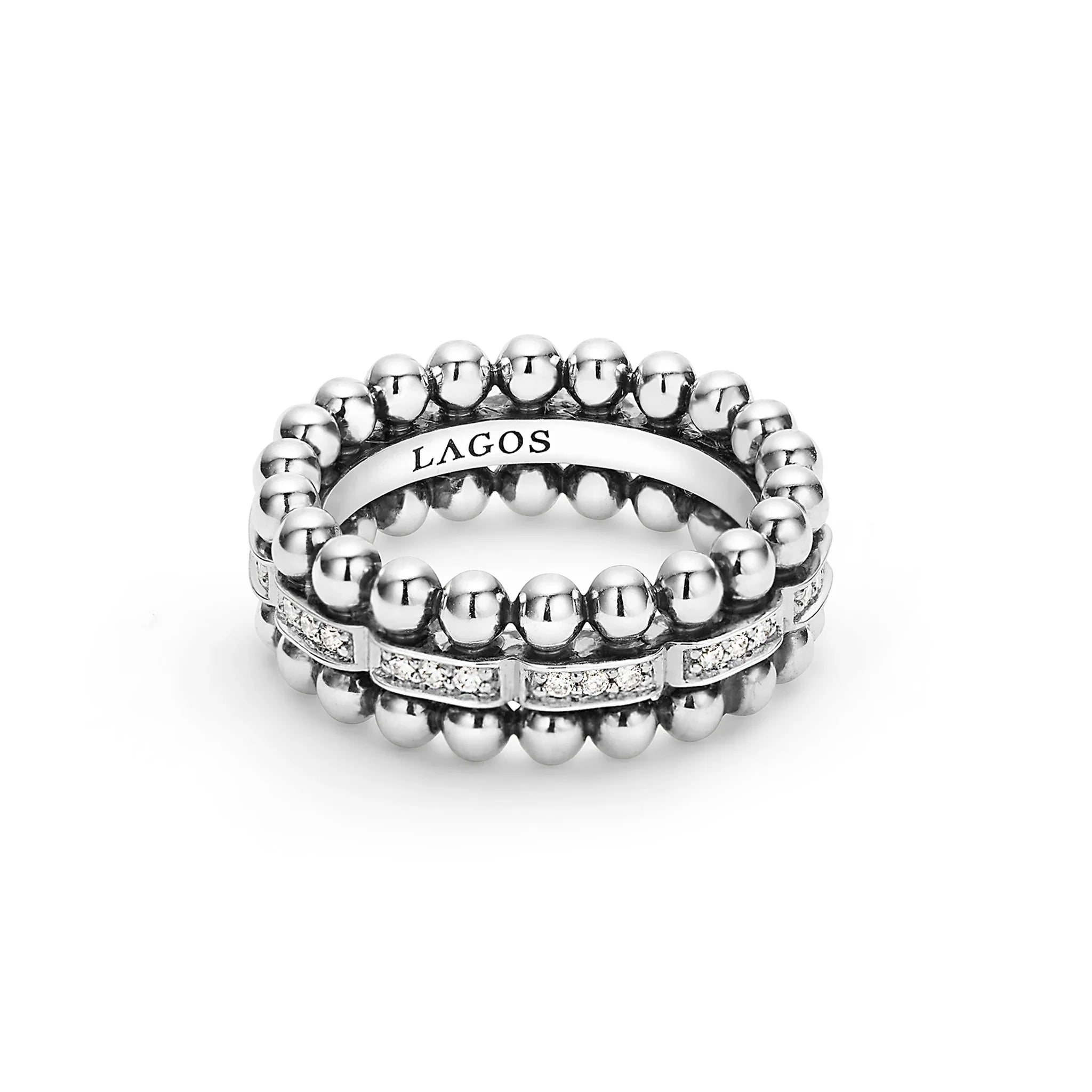 women's engagement rings engraved initials -Caviar Beaded Diamond Ring