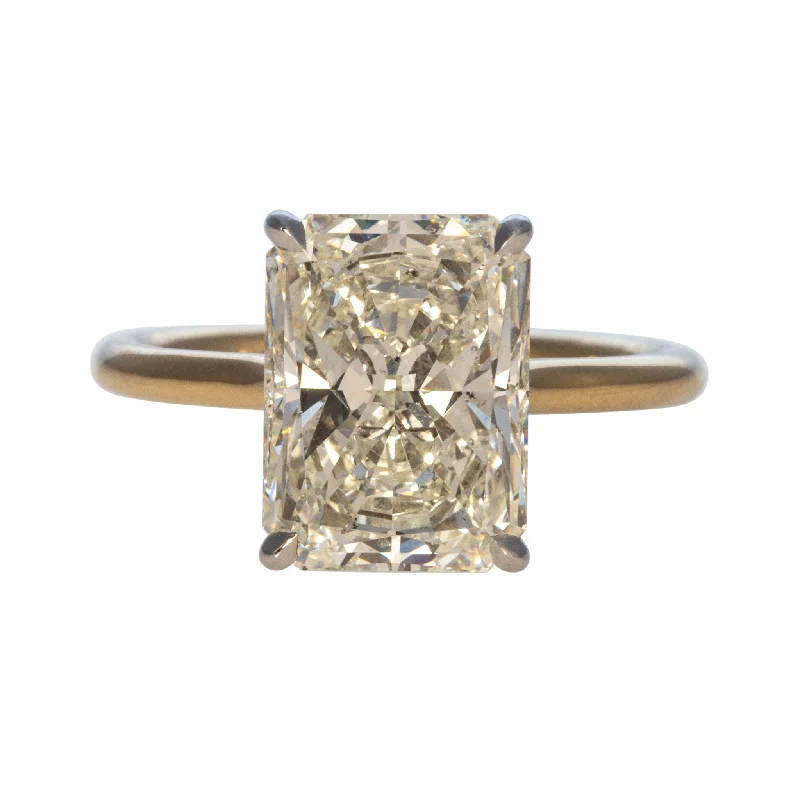 women's engagement rings luxury collection -4.21ct J SI1 Radiant Diamond Solitaire Platinum 18K Gold Engagement Ring