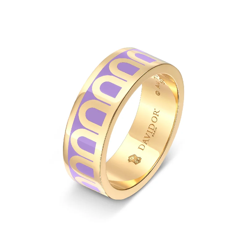 women's rings alternative gemstones -L'Arc de DAVIDOR Ring MM, 18k Yellow Gold with Lavande Lacquered Ceramic