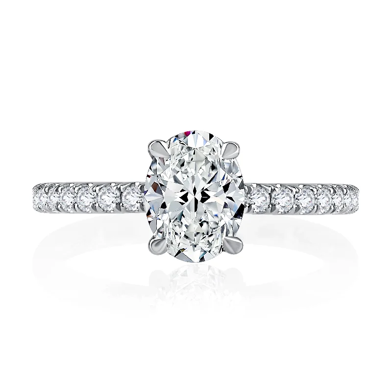 women's engagement rings dainty look -Diamond Pavé Engagement Ring with Quilted Interior