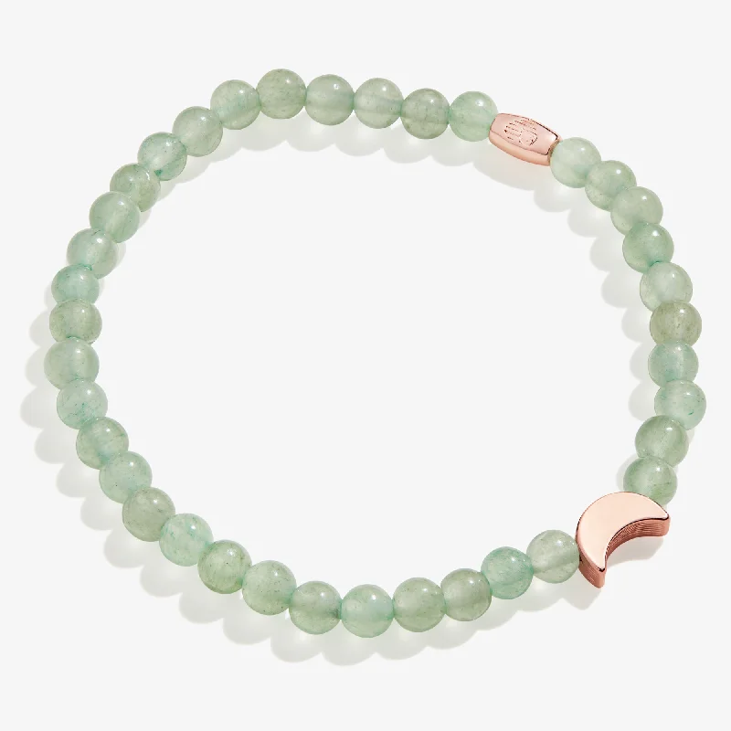 women's bracelets cross charm -Moon Green Aventurine Stretch Bracelet for Change