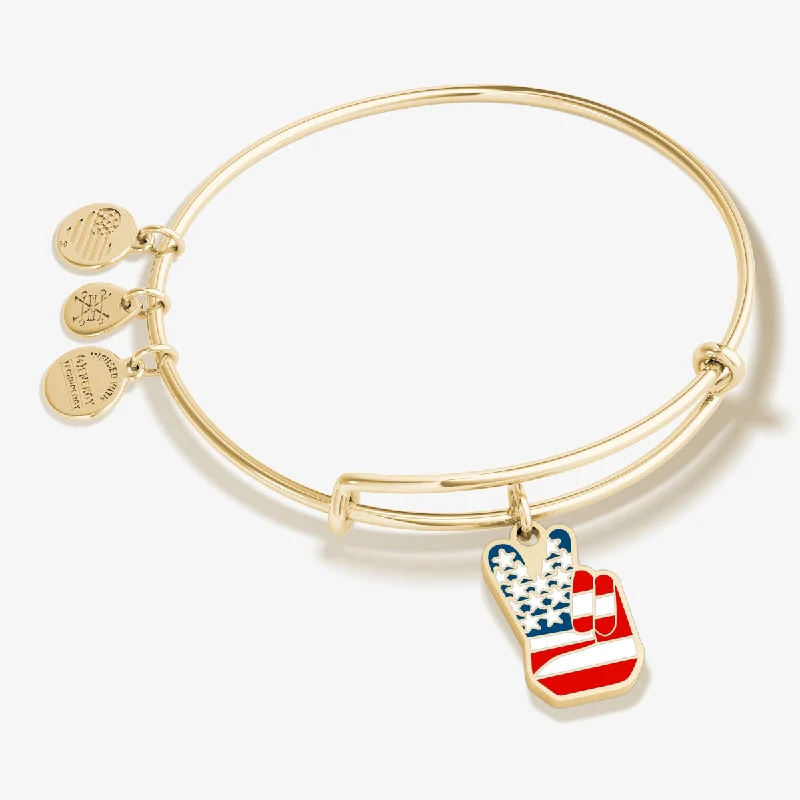 women's bracelets beaded gemstone -Peace Flag Patriotic Charm Bangle Bracelet