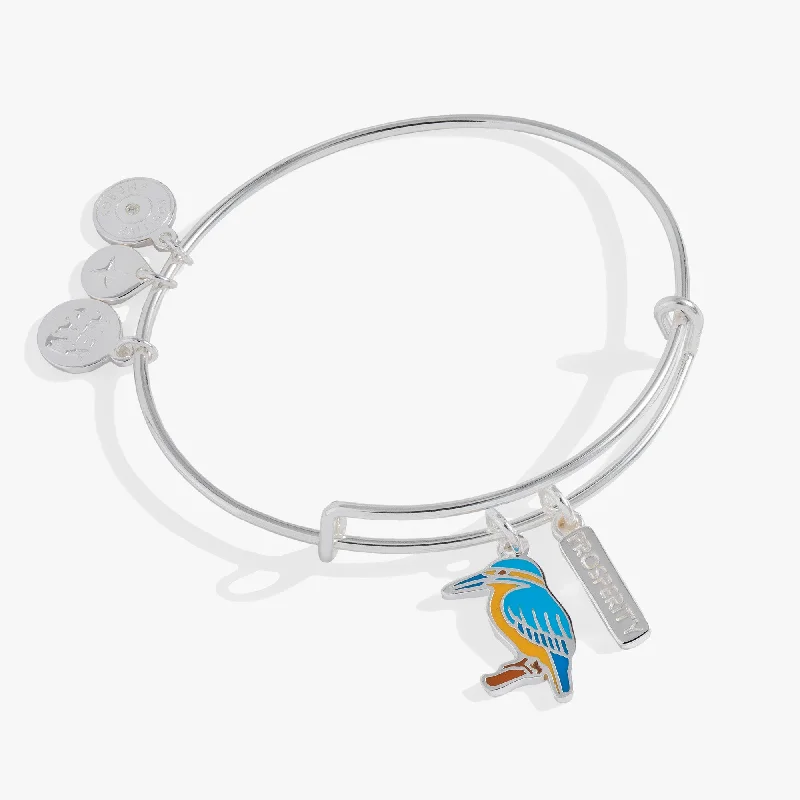 women's bracelets trendy and stylish -Prosperity Kingfisher Duo Charm Bangle