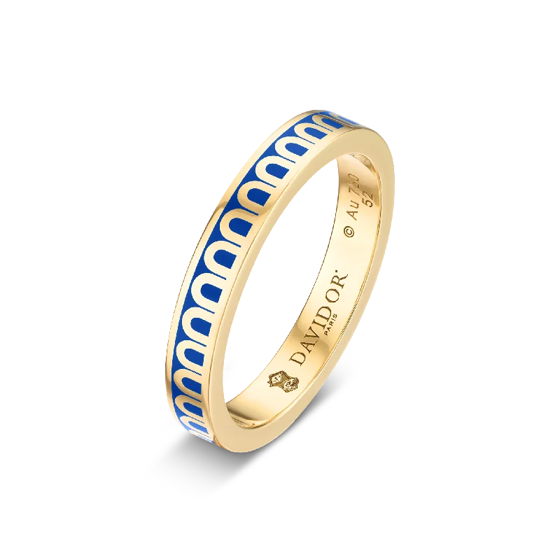 women's rings pear cut -L'Arc de DAVIDOR Ring PM, 18k Yellow Gold with Riviera Lacquered Ceramic