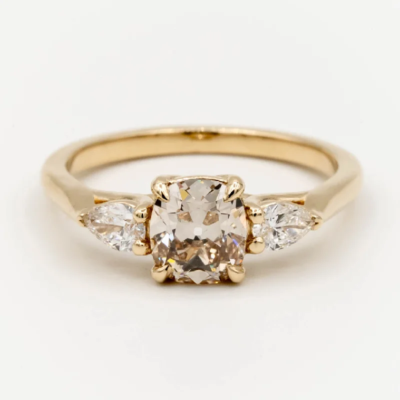 women's engagement rings nature inspired -Acacia Antique Diamond Ring | .96ct Antique Old Mine Cut Diamond | 14k Yellow Gold