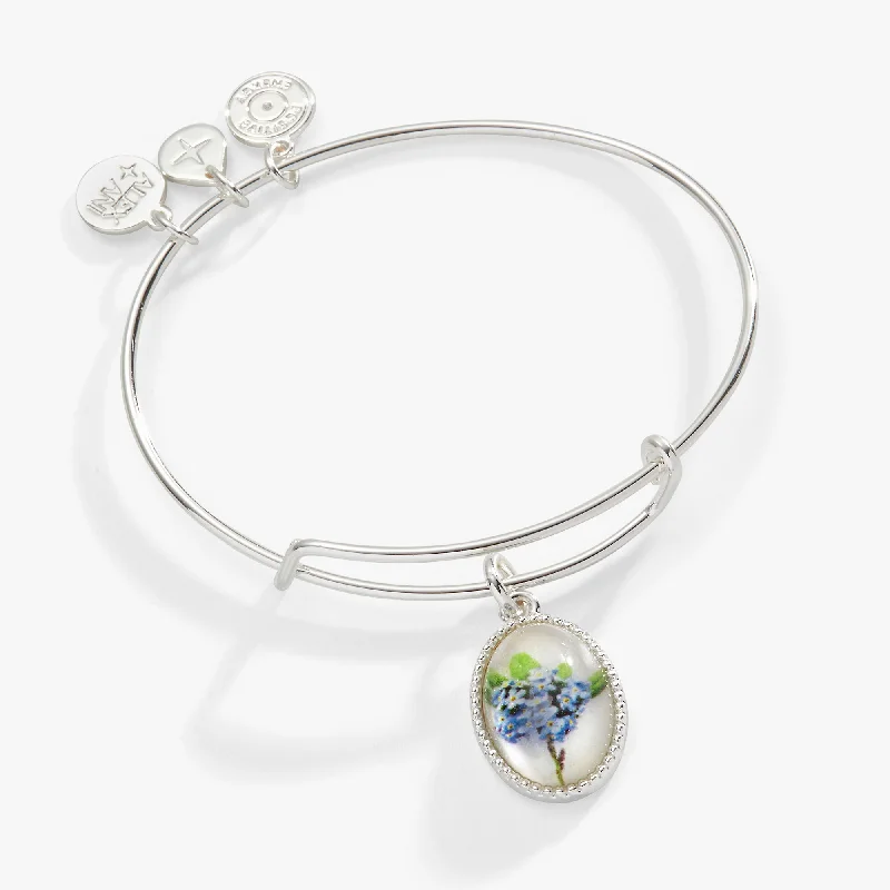 women's bracelets classic style -Printed Flower Remembrance Charm Bangle