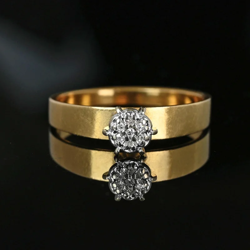 women's engagement rings floral design -Fine 14K Gold Band Diamond Daisy Cluster Engagement Ring